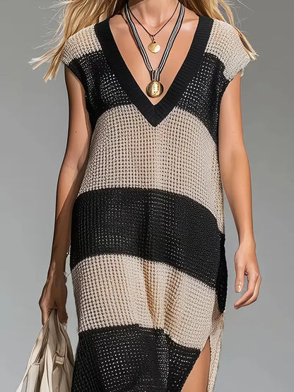 Maxi cover-up with V-neck