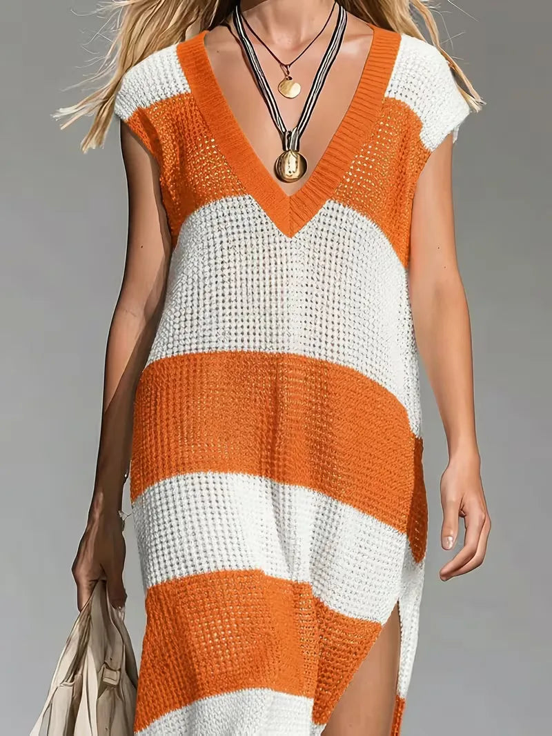 Maxi cover-up with V-neck