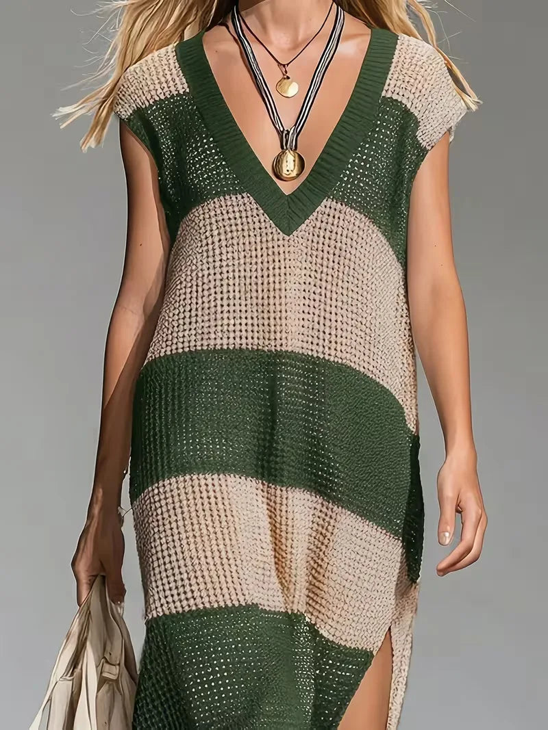 Maxi cover-up with V-neck