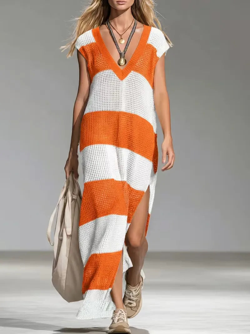 Maxi cover-up with V-neck