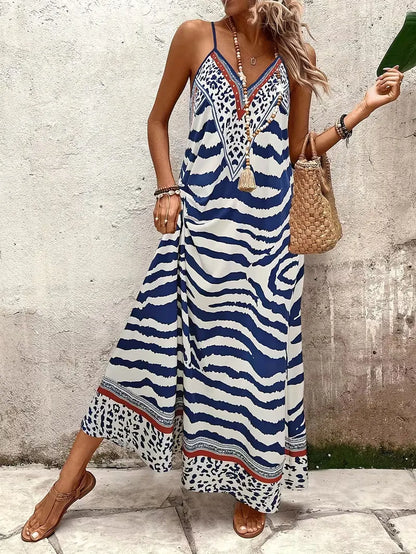 Maxi dress with leopard print