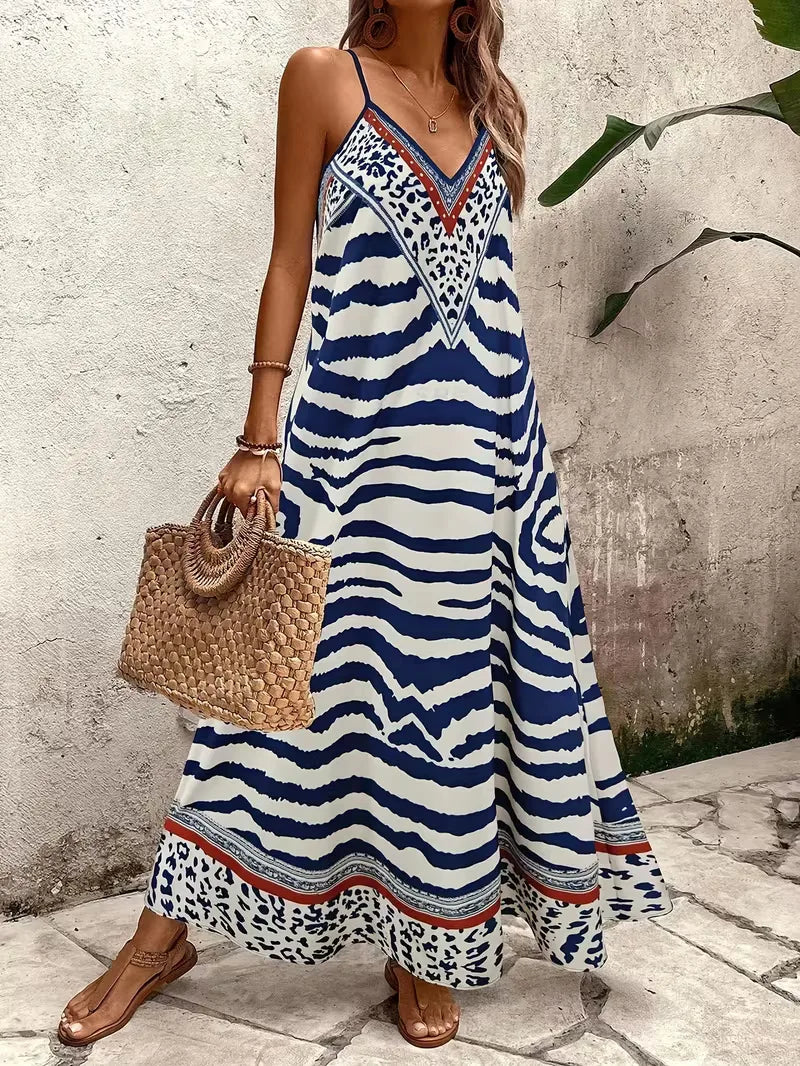 Maxi dress with leopard print