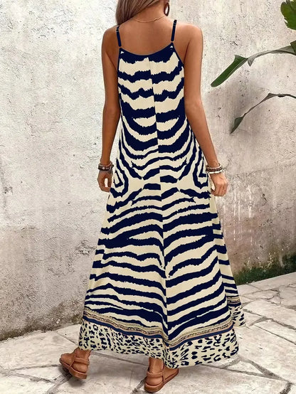 Maxi dress with leopard print