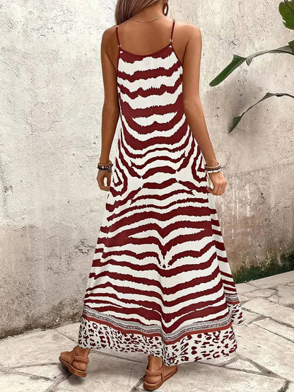 Maxi dress with leopard print