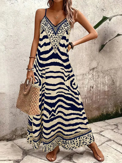 Maxi dress with leopard print