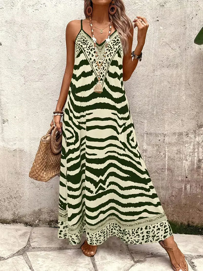 Maxi dress with leopard print