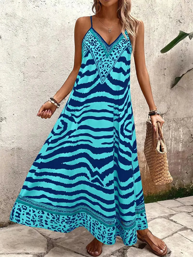 Maxi dress with leopard print