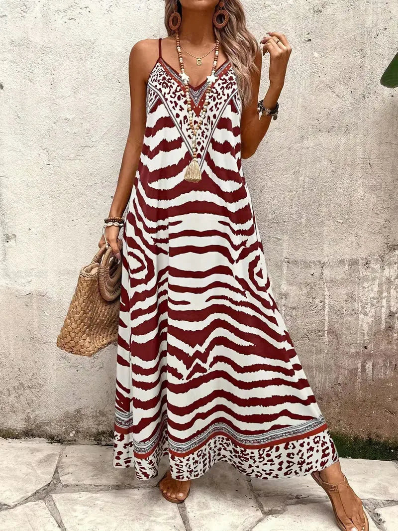 Maxi dress with leopard print