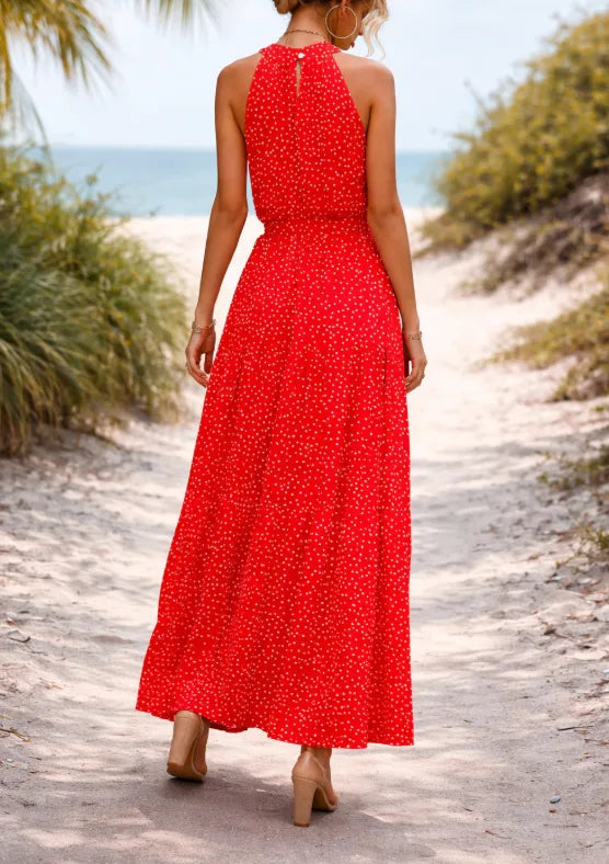 Maxi dress with polka dots