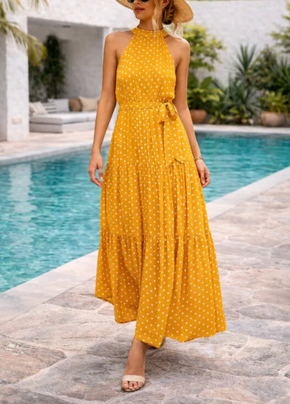 Maxi dress with polka dots
