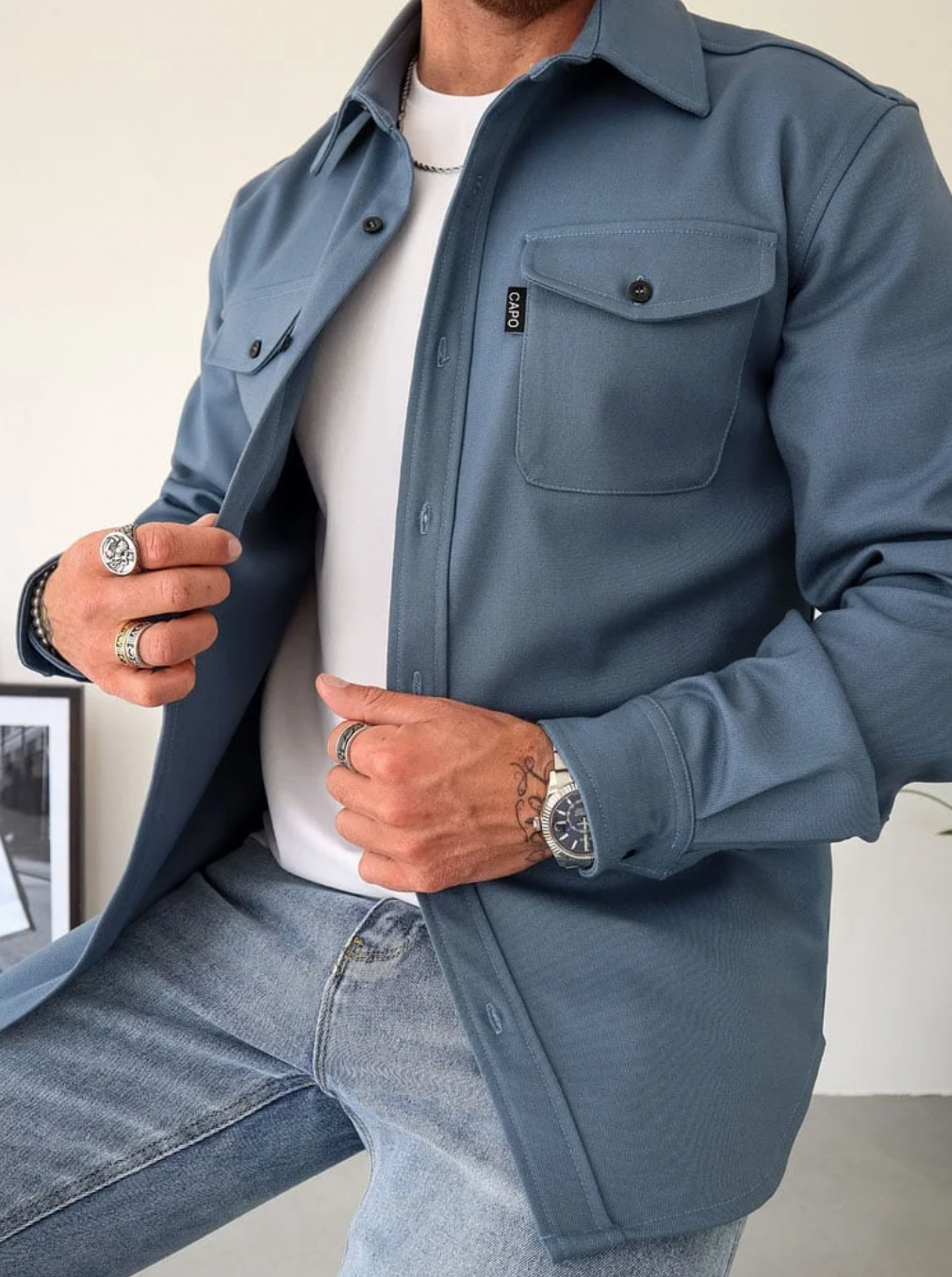 Men's Long Sleeve Shirt with Pockets - Capo