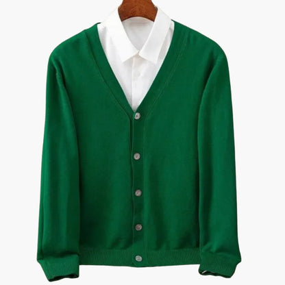Men's V-Neck Button-Front Cardigan – Classic Knitted Layer