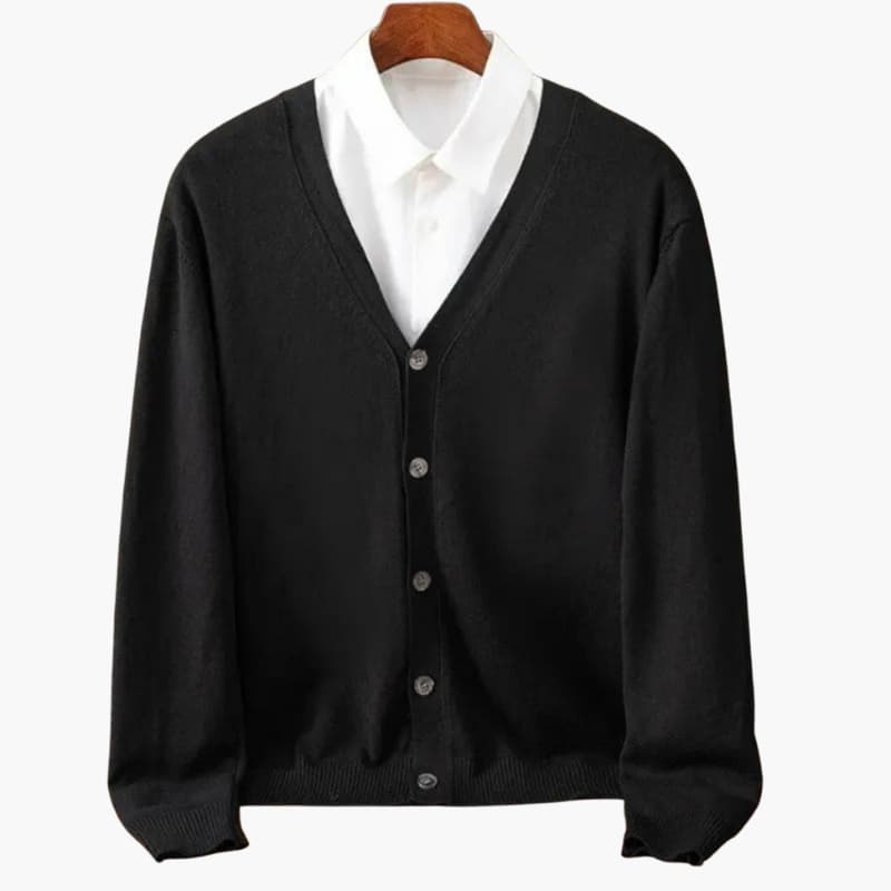 Men's V-Neck Button-Front Cardigan – Classic Knitted Layer
