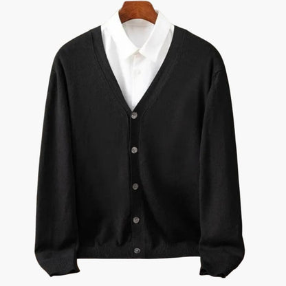 Men's V-Neck Button-Front Cardigan – Classic Knitted Layer