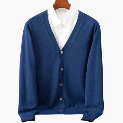 Men's V-Neck Button-Front Cardigan – Classic Knitted Layer