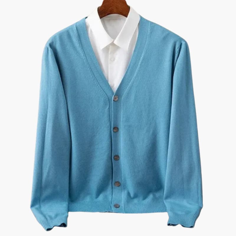 Men's V-Neck Button-Front Cardigan – Classic Knitted Layer