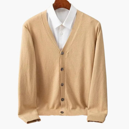 Men's V-Neck Button-Front Cardigan – Classic Knitted Layer