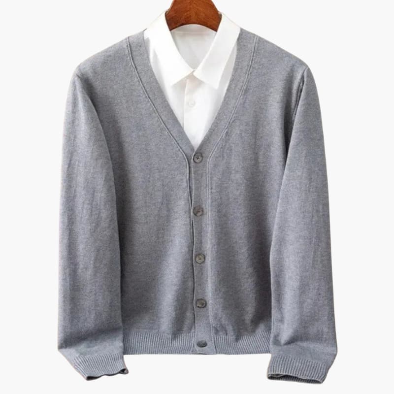 Men's V-Neck Button-Front Cardigan – Classic Knitted Layer