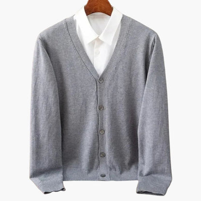 Men's V-Neck Button-Front Cardigan – Classic Knitted Layer