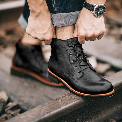 Men's Ankle Boots with Lace-Up Closure - Evander