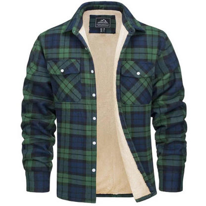 Men's Checked Winter Jacket with Fleece Lining