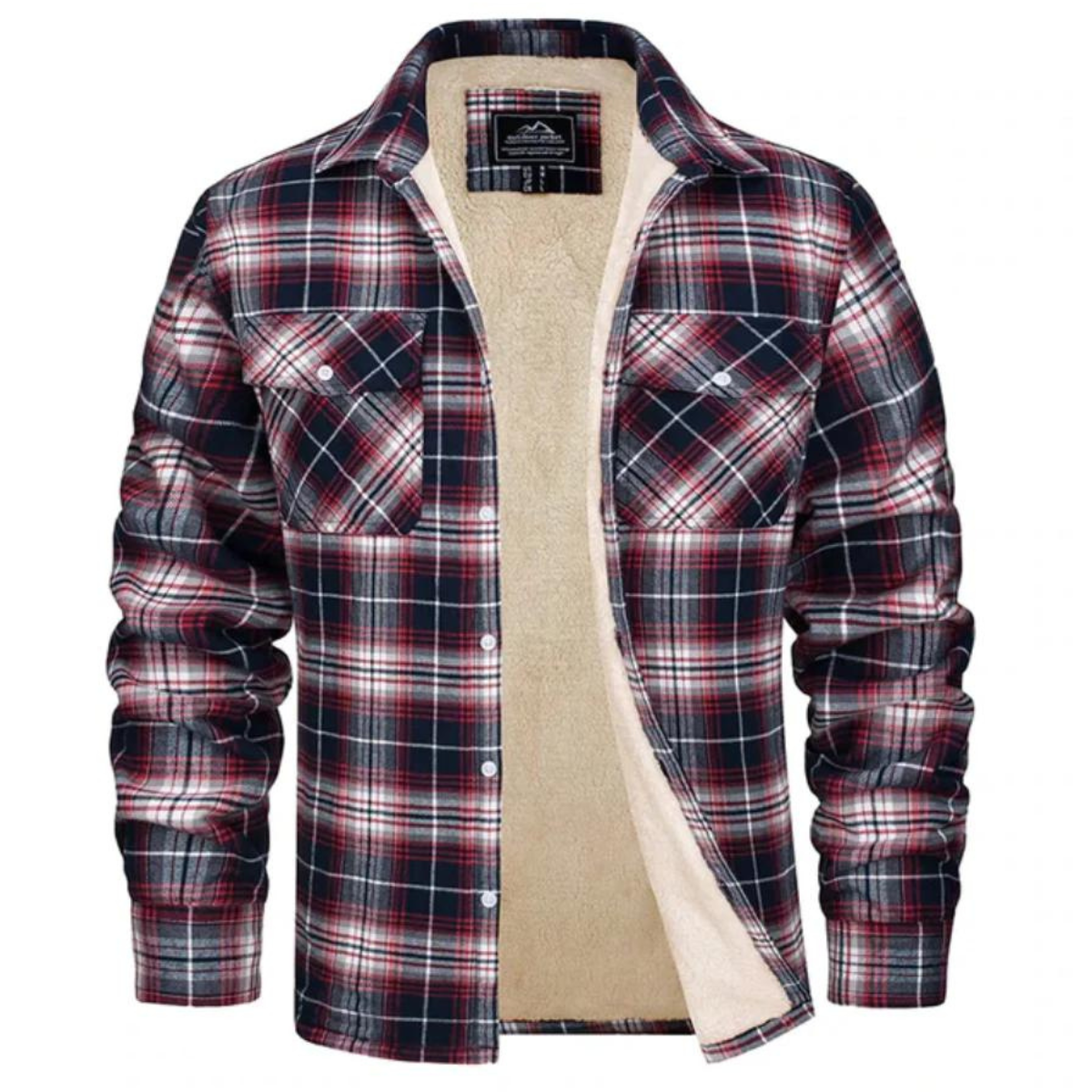 Men's Checked Winter Jacket with Fleece Lining