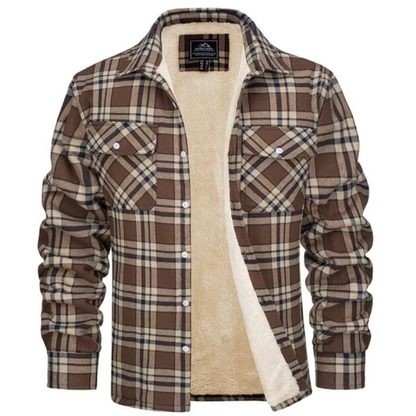 Men's Checked Winter Jacket with Fleece Lining