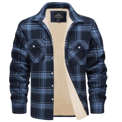 Men's Checked Winter Jacket with Fleece Lining
