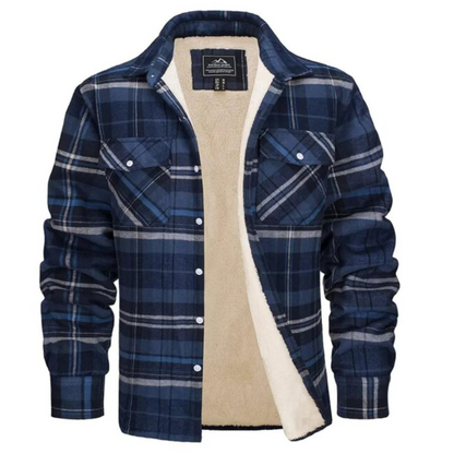 Men's Checked Winter Jacket with Fleece Lining