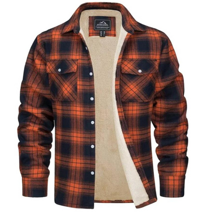 Men's Checked Winter Jacket with Fleece Lining