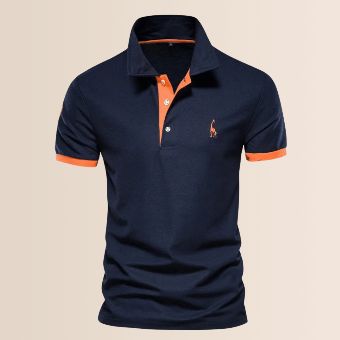 Men's Cotton Polo Shirt with Stand-Up Collar