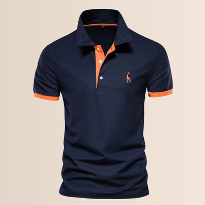 Men's Cotton Polo Shirt with Stand-Up Collar