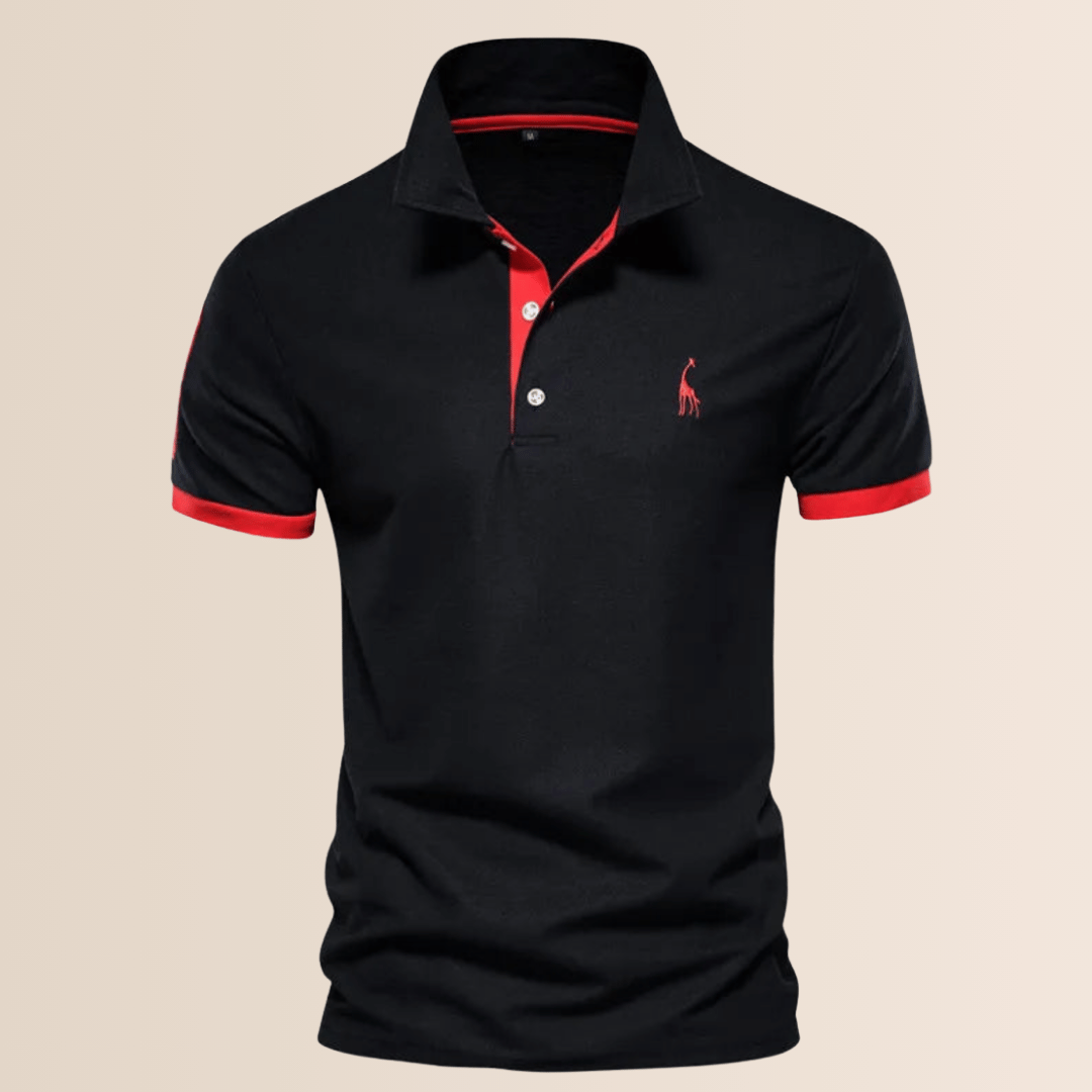 Men's Cotton Polo Shirt with Stand-Up Collar