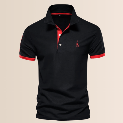 Men's Cotton Polo Shirt with Stand-Up Collar