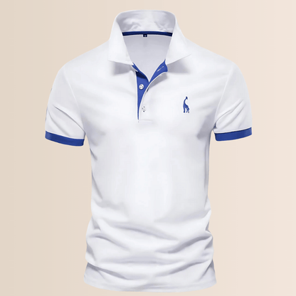 Men's Cotton Polo Shirt with Stand-Up Collar