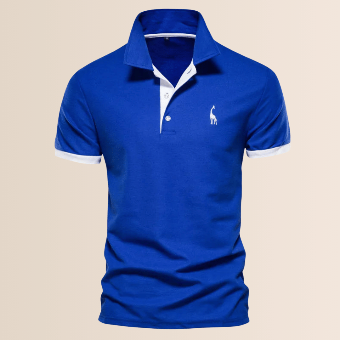 Men's Cotton Polo Shirt with Stand-Up Collar