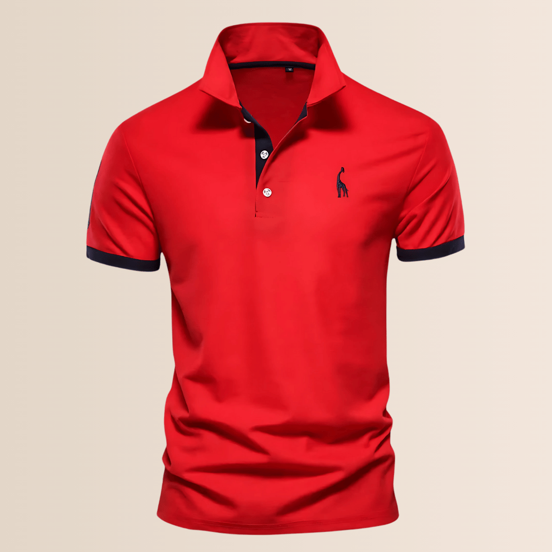 Men's Cotton Polo Shirt with Stand-Up Collar