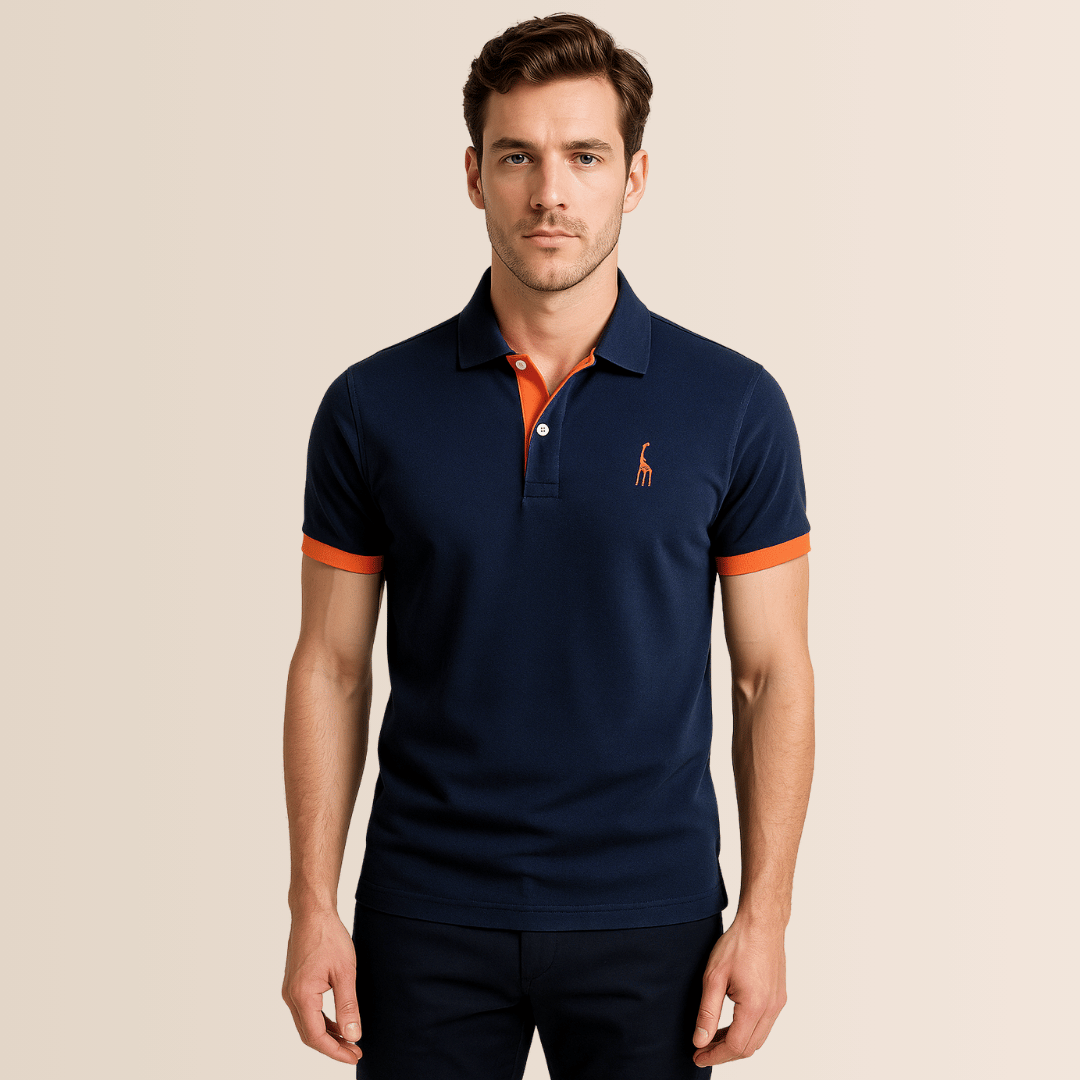 Men's Cotton Polo Shirt with Stand-Up Collar