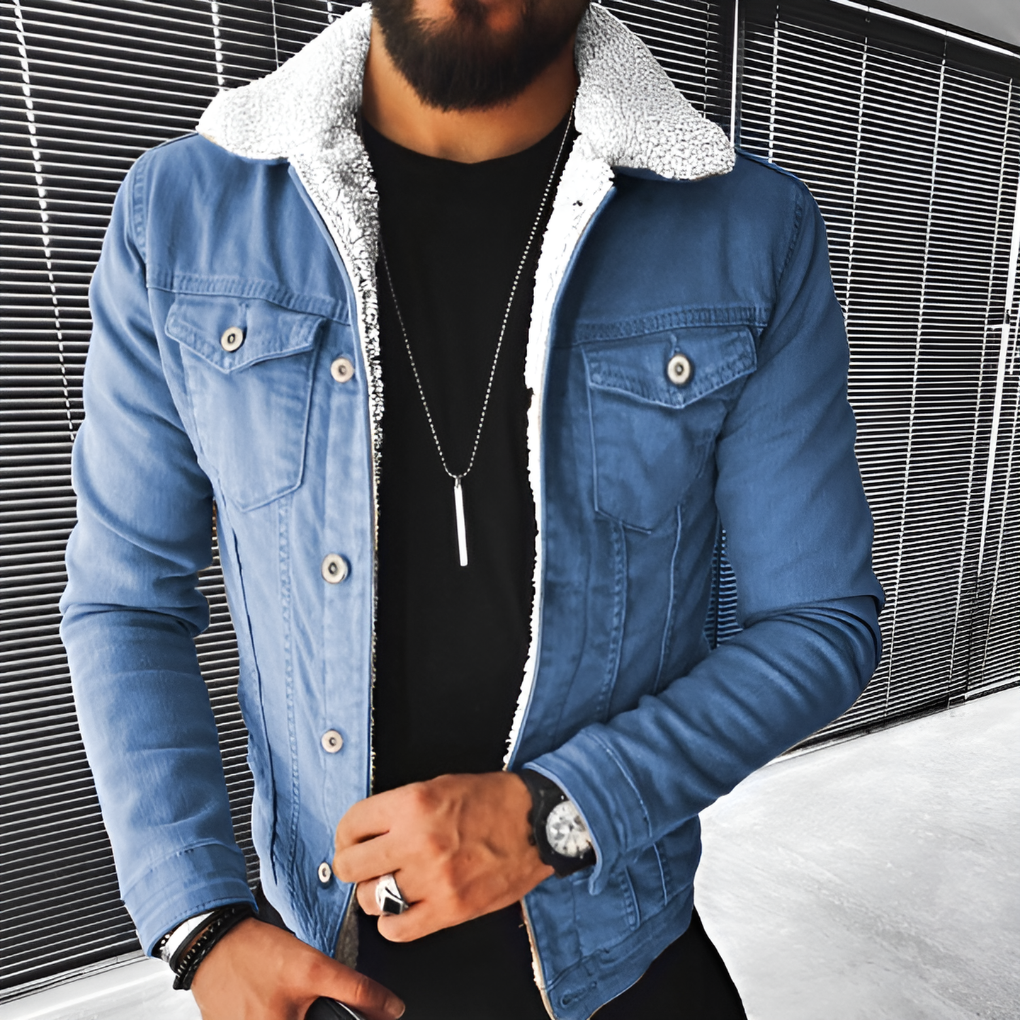 Men's Denim Jacket with Fleece Lining