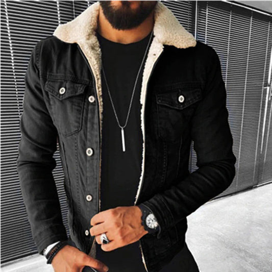 Men's Denim Jacket with Fleece Lining