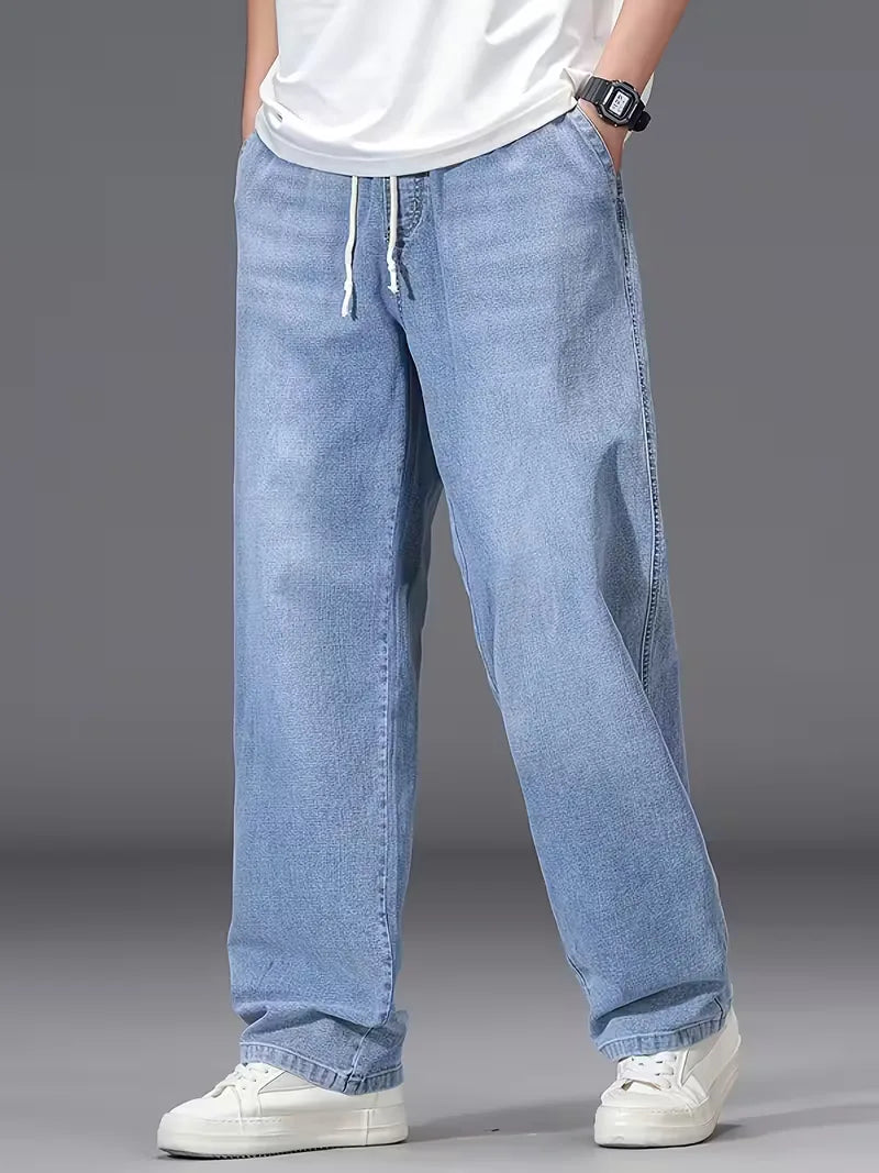 Men's Elasticated Trousers, Loose Fit Denim