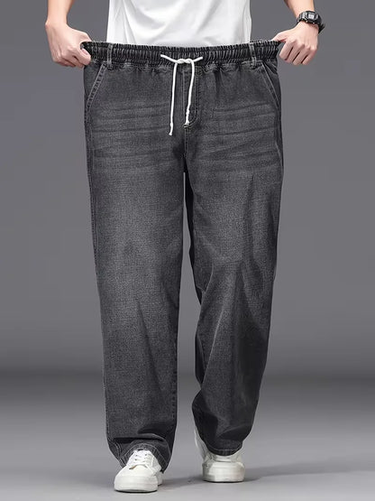 Men's Elasticated Trousers, Loose Fit Denim