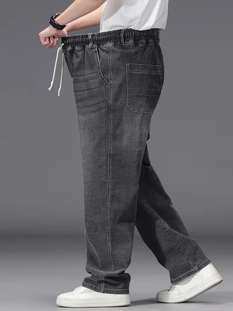 Men's Elasticated Trousers, Loose Fit Denim