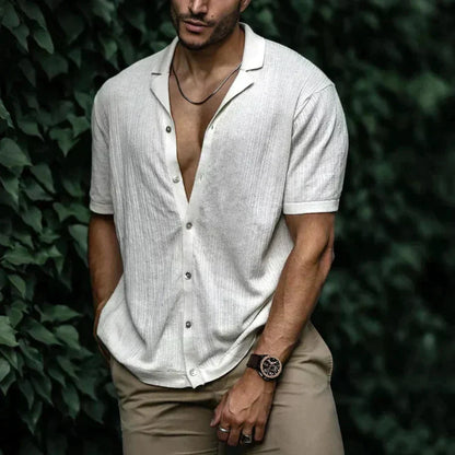 Men's Linen Summer Shirt with Button Closure