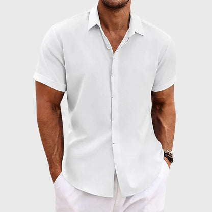 Men's Short Sleeve Shirt in Cotton and Linen - Luca
