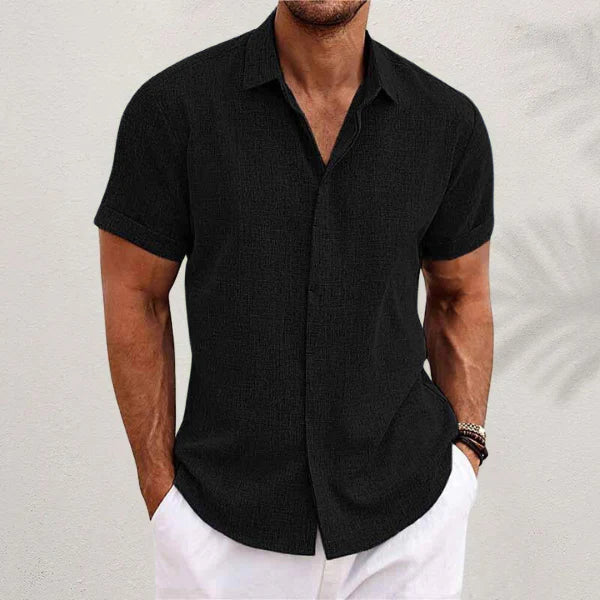 Men's Short Sleeve Shirt in Cotton and Linen - Luca
