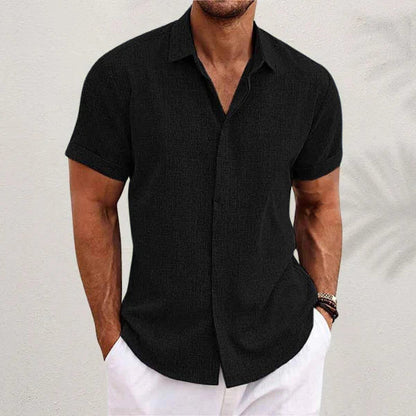 Men's Short Sleeve Shirt in Cotton and Linen - Luca
