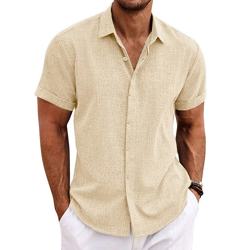 Men's Short Sleeve Shirt in Cotton and Linen - Luca