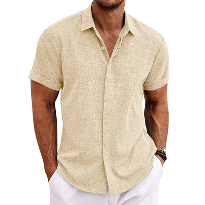 Men's Short Sleeve Shirt in Cotton and Linen - Luca