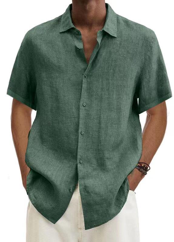 Men's Short Sleeve Shirt in Cotton and Linen - Luca